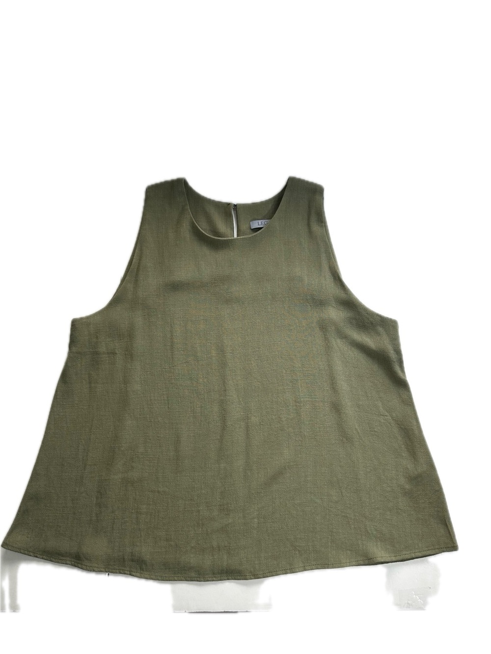 Legacy by Evelyn Wood Olive Green Linen Blend Sleeveless Blouse Tank Top Size L